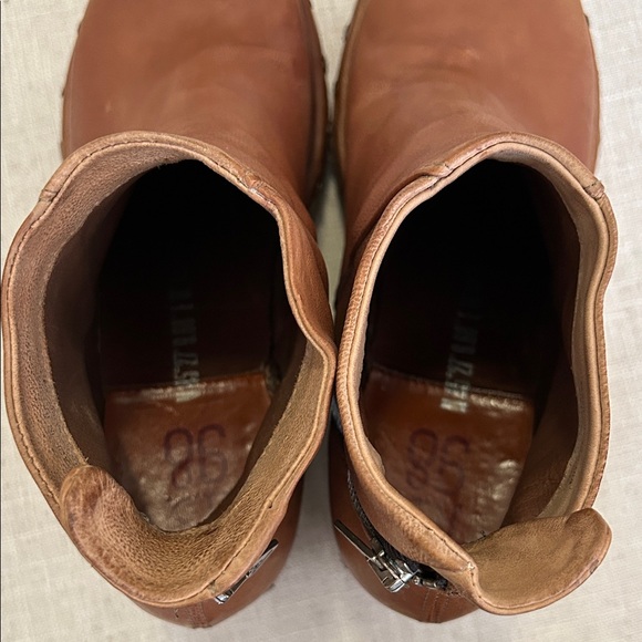 A.S.98 Boots Women’s 37 Tan Leather Zip Up Ankle Booties with Studded Wedge - Picture 11 of 15